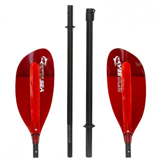 ExtaSea Pro-XL Carbon Vario Doppelpaddel | 220-240cm | 4-teilig | Red – Bild 2