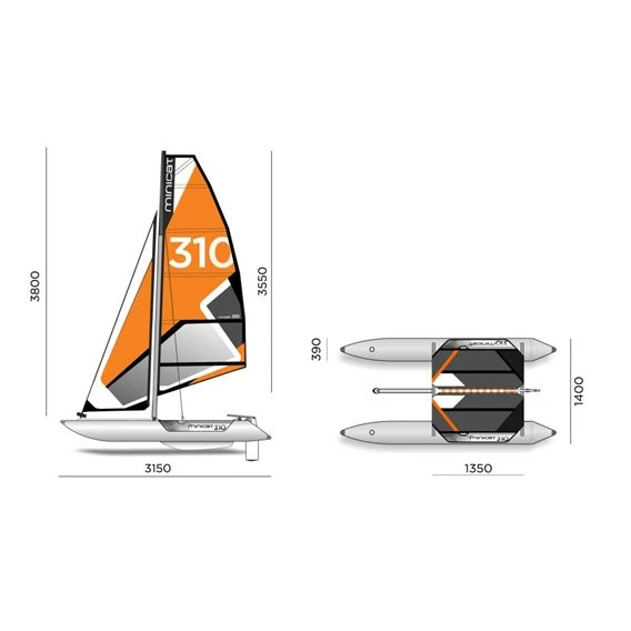 MiniCat 310 Sport Katamaran Aufblasbares Segelboot – Bild 4